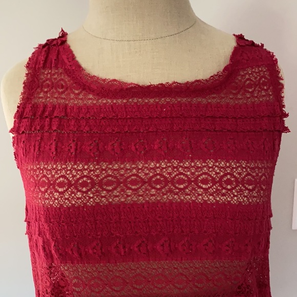 Free People red lace tunic S - Picture 2 of 3